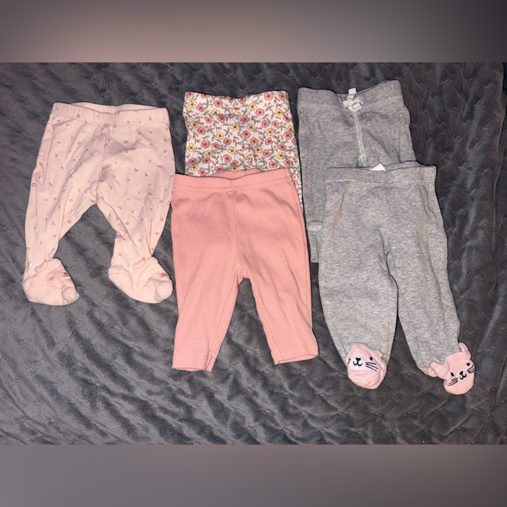 Carter's Kids Casual Bottoms Set - Pink, Gray, Floral